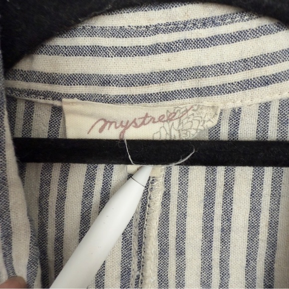 🌿 Mystree Striped Cotton Linen Shirt Dress | Size S - Picture 6 of 6